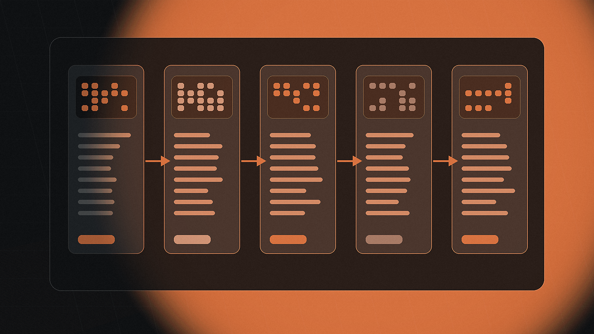 Abstract Jivaro workflow showing image cards moving through resize, rename, format, preview, and ZIP export stages