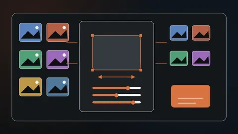 Dark Jivaro batch image interface showing multiple source images flowing through resize, format, quality, and export stages.