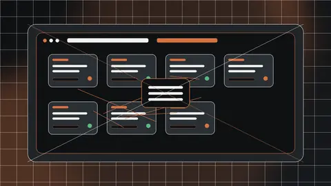 Abstract Jivaro OS-style browser instance grid with grouped sessions, status lights, and dark interface panels.