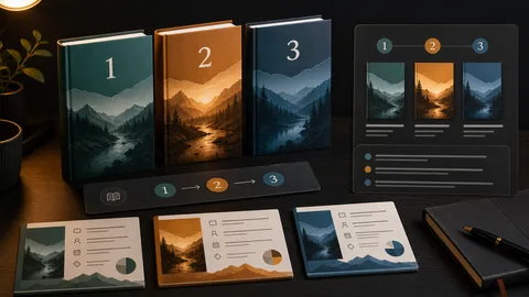 Coordinated book covers organized into a reading order and unified self-publishing series listing