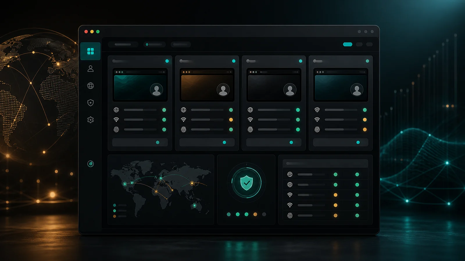 Instanciar browser profile dashboard with organized instances, identity checks, and health indicators