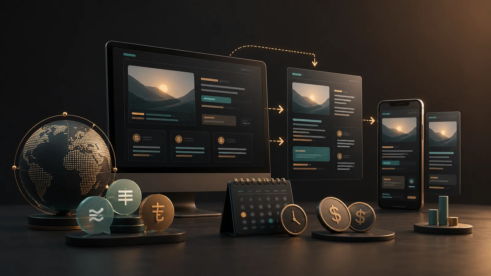 Website and mobile interfaces adapted across locale layouts and regional formats