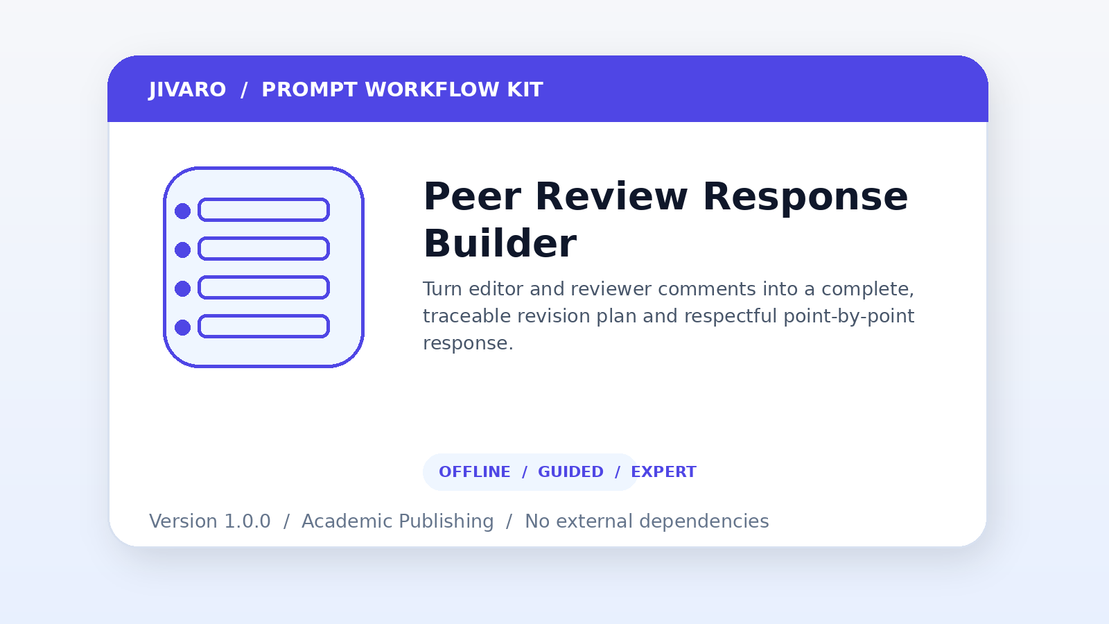 Peer Review Response and Revision Matrix Builder product preview