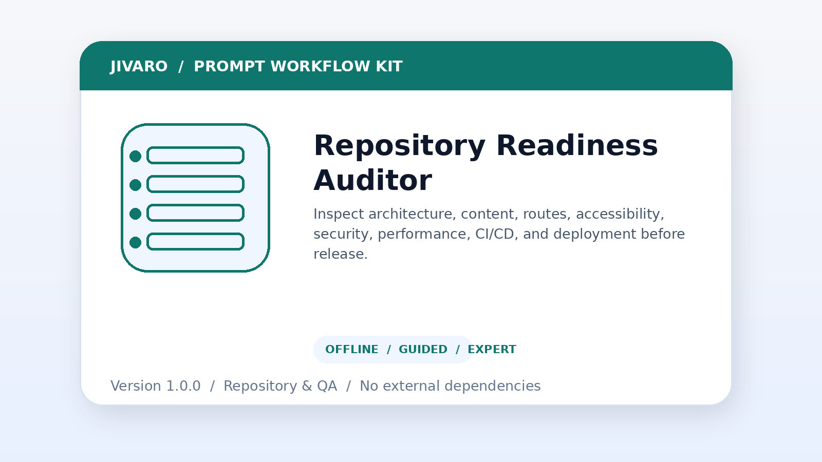 Repository QC and Production-Readiness Auditor product preview