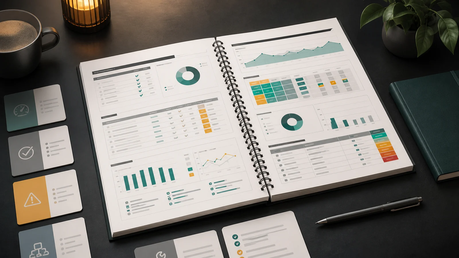 SEO audit workbook with technical checks, page scores, diagnostics, and action priorities
