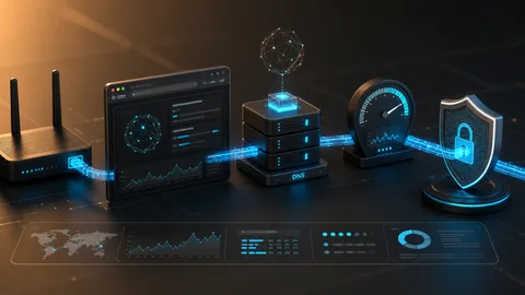 Aerod network diagnostics showing routing, privacy, latency, and connection health signals